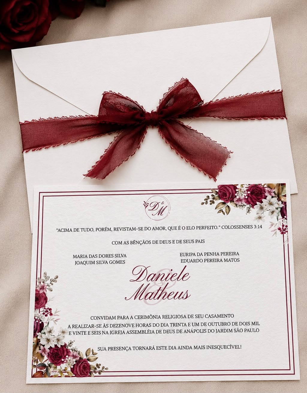 Arte de Convite Impresso para casamento